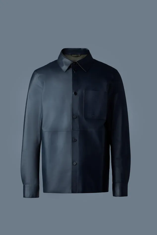 Leather Jackets Men Mackage REMINGTON Twotone Colored Leather Overshirt Blackgarnet