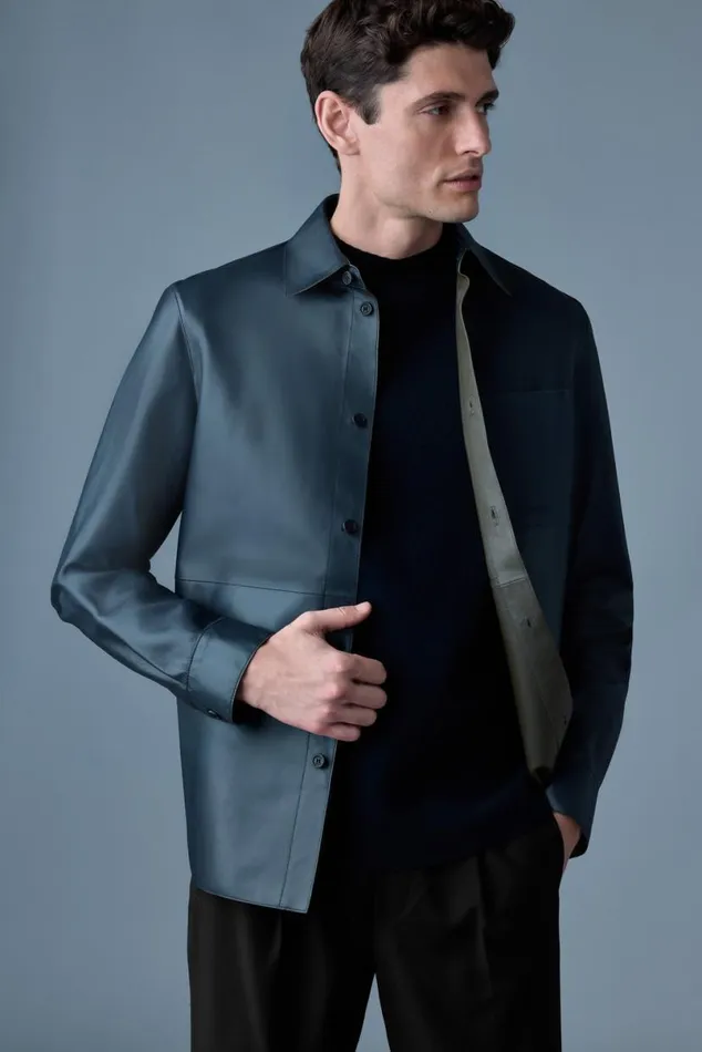 Leather Jackets Men Mackage REMINGTON Twotone Colored Leather Overshirt Blackgarnet Leather Jackets Men Mackage REMINGTON Twotone Colored Leather Overshirt Blackgarnet