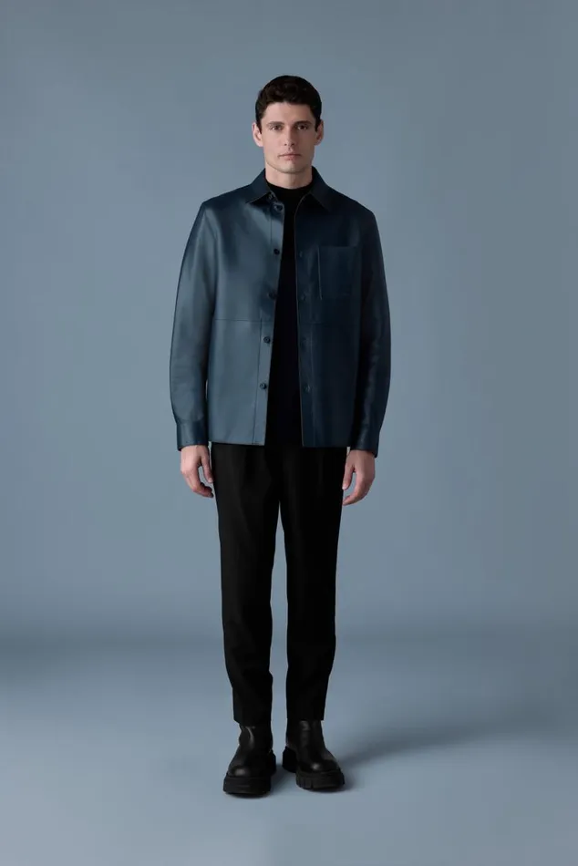 Leather Jackets Men Mackage REMINGTON Twotone Colored Leather Overshirt Blackgarnet Leather Jackets Men Mackage REMINGTON Twotone Colored Leather Overshirt Blackgarnet