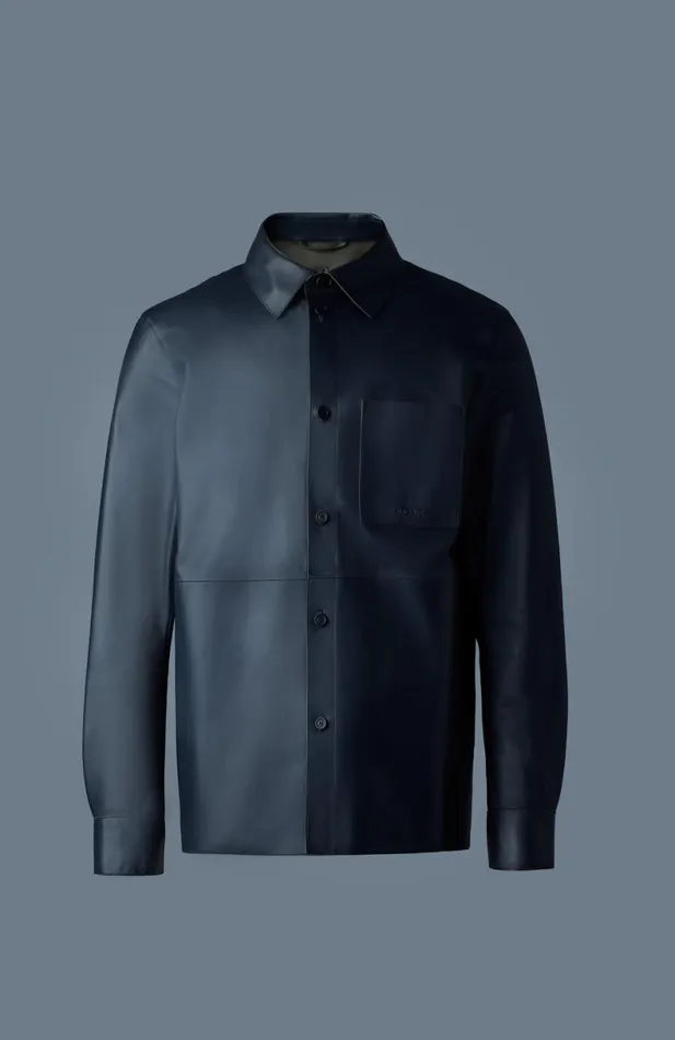 Leather Jackets Men Mackage REMINGTON Twotone Colored Leather Overshirt Blackgarnet Leather Jackets Men Mackage REMINGTON Twotone Colored Leather Overshirt Blackgarnet