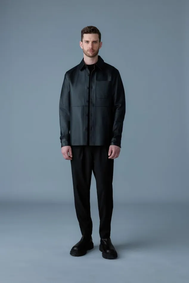 Leather Jackets Men Mackage REMINGTON Twotone Colored Leather Overshirt Blackgarnet Leather Jackets Men Mackage REMINGTON Twotone Colored Leather Overshirt Blackgarnet