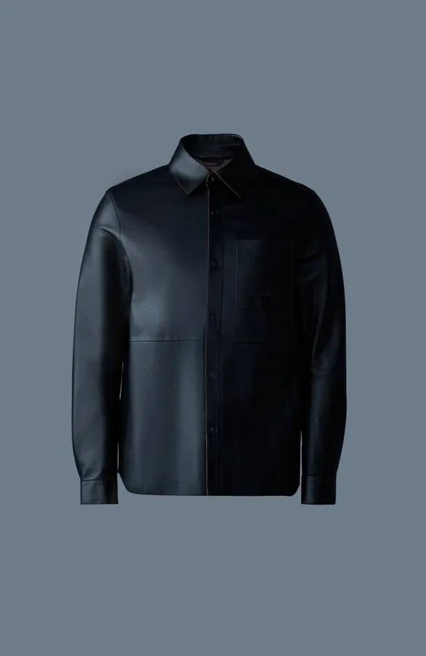 Leather Jackets Men Mackage REMINGTON Twotone Colored Leather Overshirt Blackgarnet Leather Jackets Men Mackage REMINGTON Twotone Colored Leather Overshirt Blackgarnet