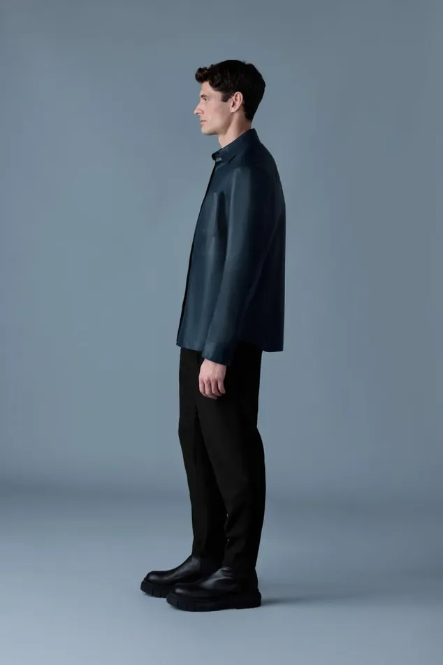 Leather Jackets Men Mackage REMINGTON Twotone Colored Leather Overshirt Blackgarnet Leather Jackets Men Mackage REMINGTON Twotone Colored Leather Overshirt Blackgarnet