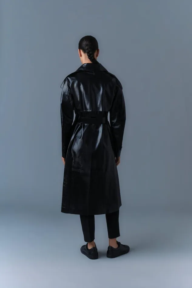 Leather Jackets Women Mackage CARMELA Leather Trench With Belt Black