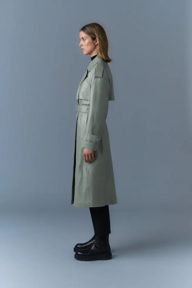 Leather Jackets Women Mackage CARMELA Leather Trench With Belt Black