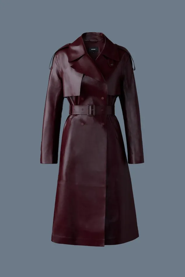 Leather Jackets Women Mackage CARMELA Leather Trench With Belt Black