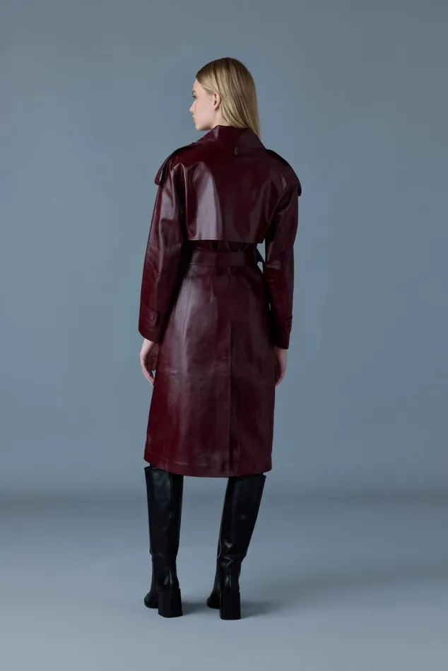 Leather Jackets Women Mackage CARMELA Leather Trench With Belt Black