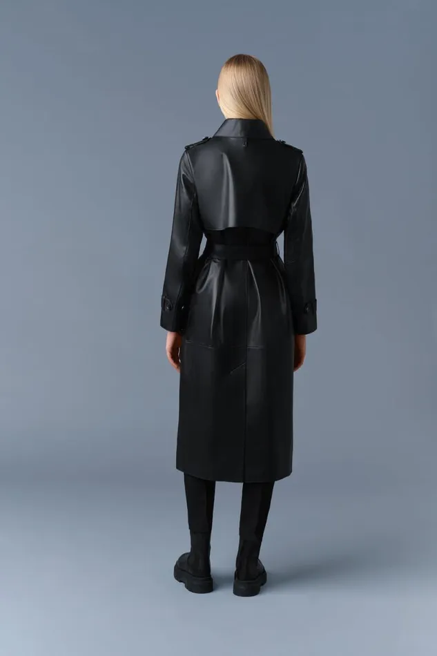 Leather Jackets Women Mackage GAELV Maxi Leather Trench Coat Black Leather Jackets Women Mackage GAELV Maxi Leather Trench Coat Black