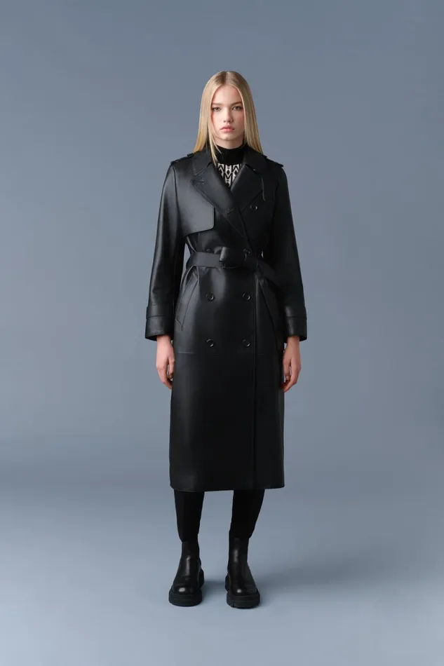 Leather Jackets Women Mackage GAELV Maxi Leather Trench Coat Black Leather Jackets Women Mackage GAELV Maxi Leather Trench Coat Black