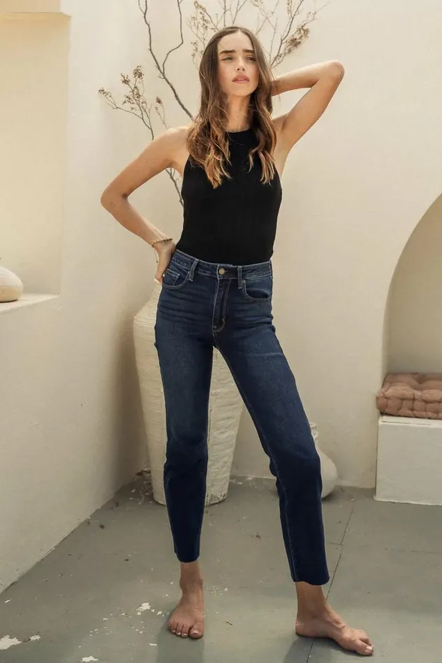 Leona Straight Leg Jeans Dark Wash Women Bohme Denim