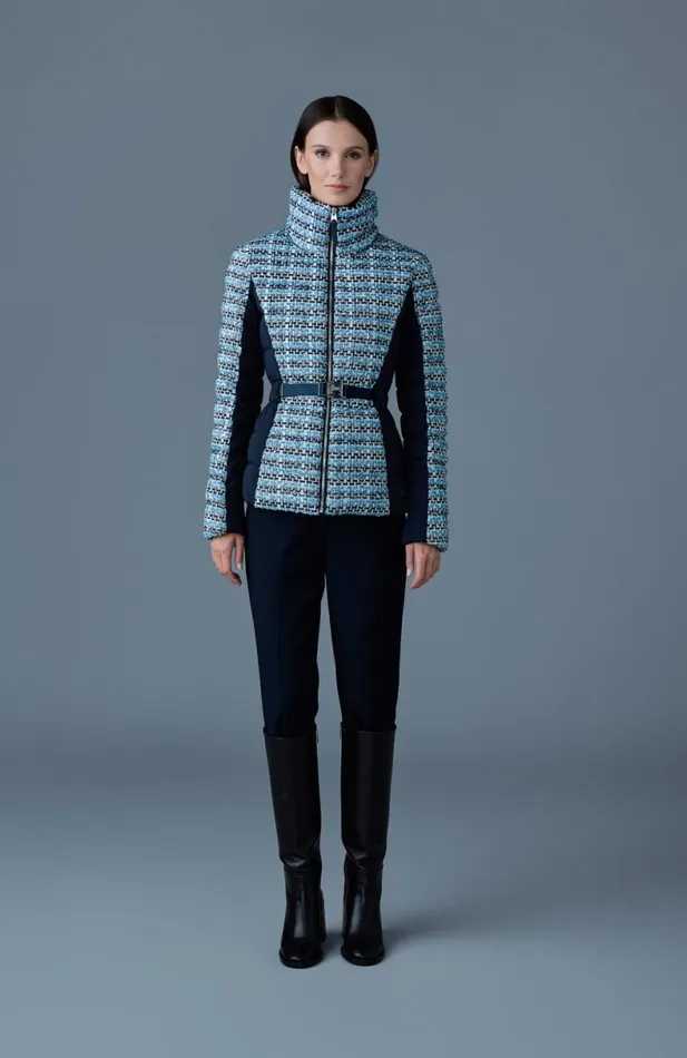Light Down Jackets Women Mackage EVITATW Mix Media Light Down Tweed Jacket Sky Blue Multi Light Down Jackets Women Mackage EVITATW Mix Media Light Down Tweed Jacket Sky Blue Multi