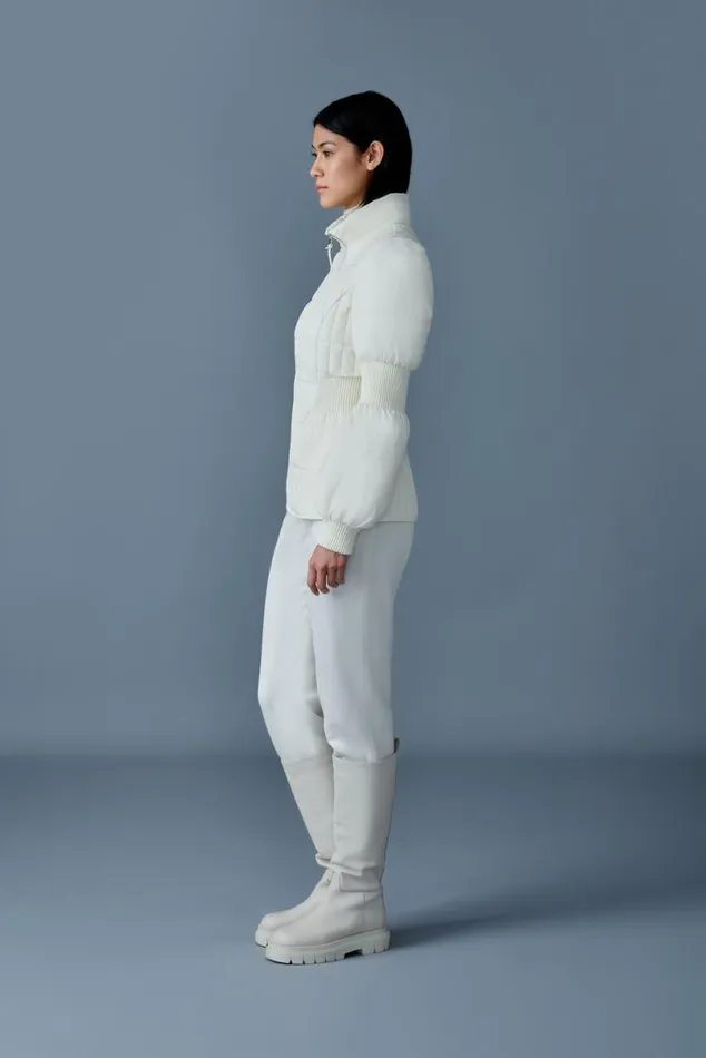 Light Down Jackets Women Mackage FELICIA Light Down Vertical Quilted Jacket Smocked At Waist Cream Light Down Jackets Women Mackage FELICIA Light Down Vertical Quilted Jacket Smocked At Waist Cream