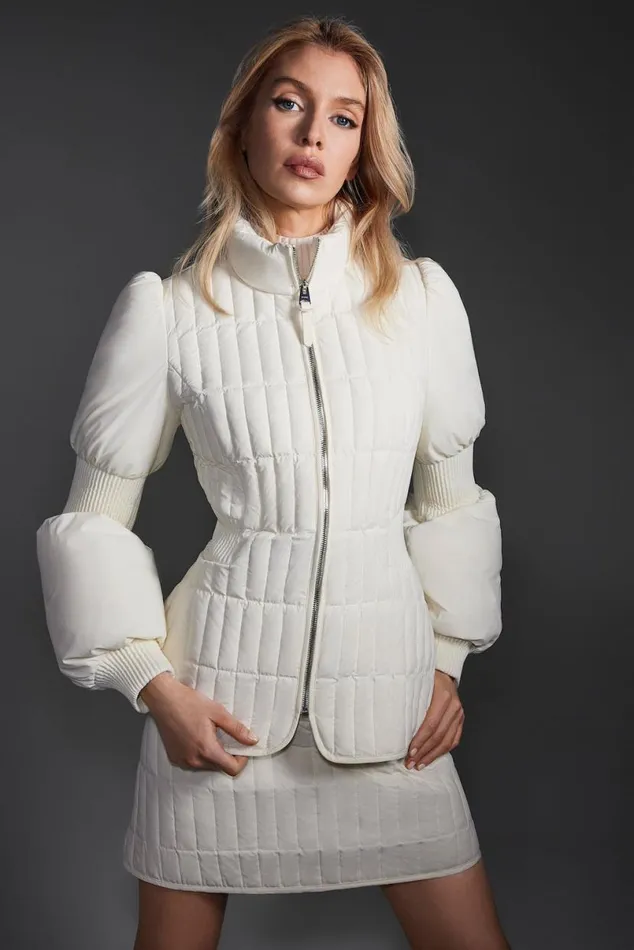Light Down Jackets Women Mackage FELICIA Light Down Vertical Quilted Jacket Smocked At Waist Cream Light Down Jackets Women Mackage FELICIA Light Down Vertical Quilted Jacket Smocked At Waist Cream