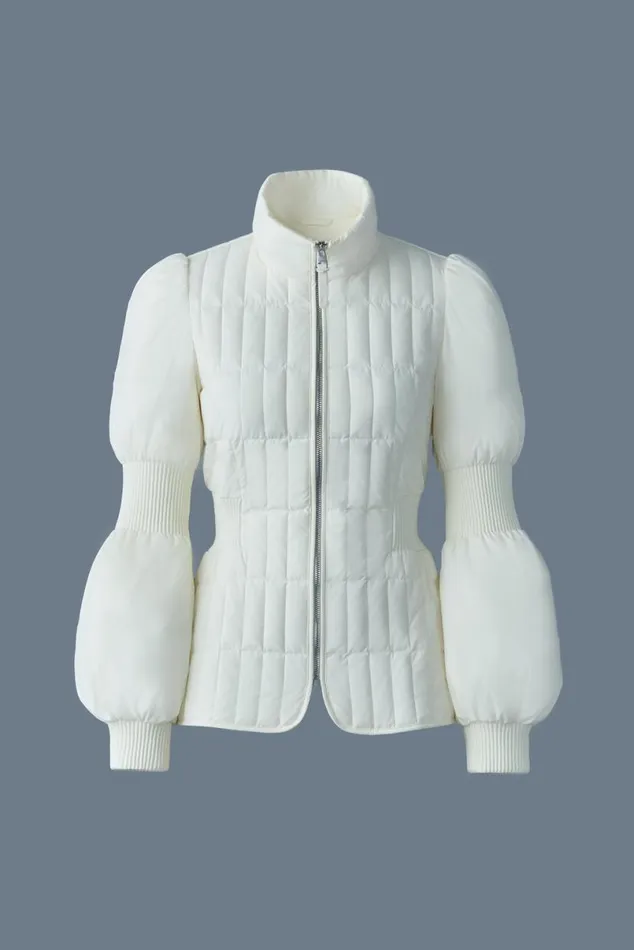 Light Down Jackets Women Mackage FELICIA Light Down Vertical Quilted Jacket Smocked At Waist Cream Light Down Jackets Women Mackage FELICIA Light Down Vertical Quilted Jacket Smocked At Waist Cream