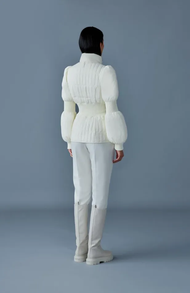Light Down Jackets Women Mackage FELICIA Light Down Vertical Quilted Jacket Smocked At Waist Cream Light Down Jackets Women Mackage FELICIA Light Down Vertical Quilted Jacket Smocked At Waist Cream