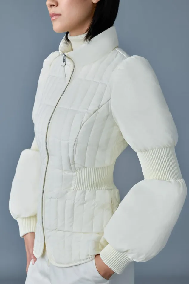 Light Down Jackets Women Mackage FELICIA Light Down Vertical Quilted Jacket Smocked At Waist Cream Light Down Jackets Women Mackage FELICIA Light Down Vertical Quilted Jacket Smocked At Waist Cream