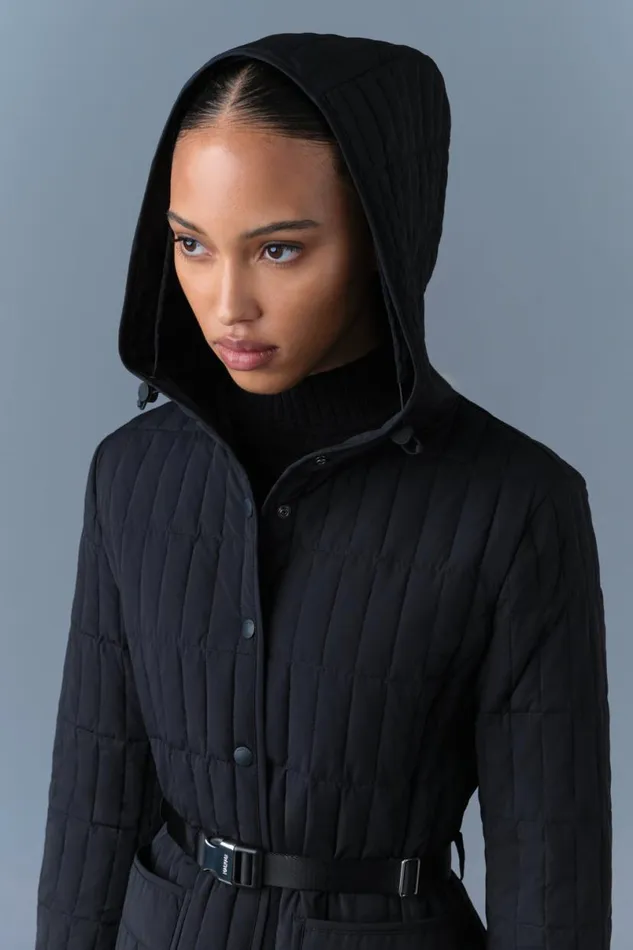 Light Down Jackets Women Mackage RAJA Light Down Vertical Quilted Jacket Black