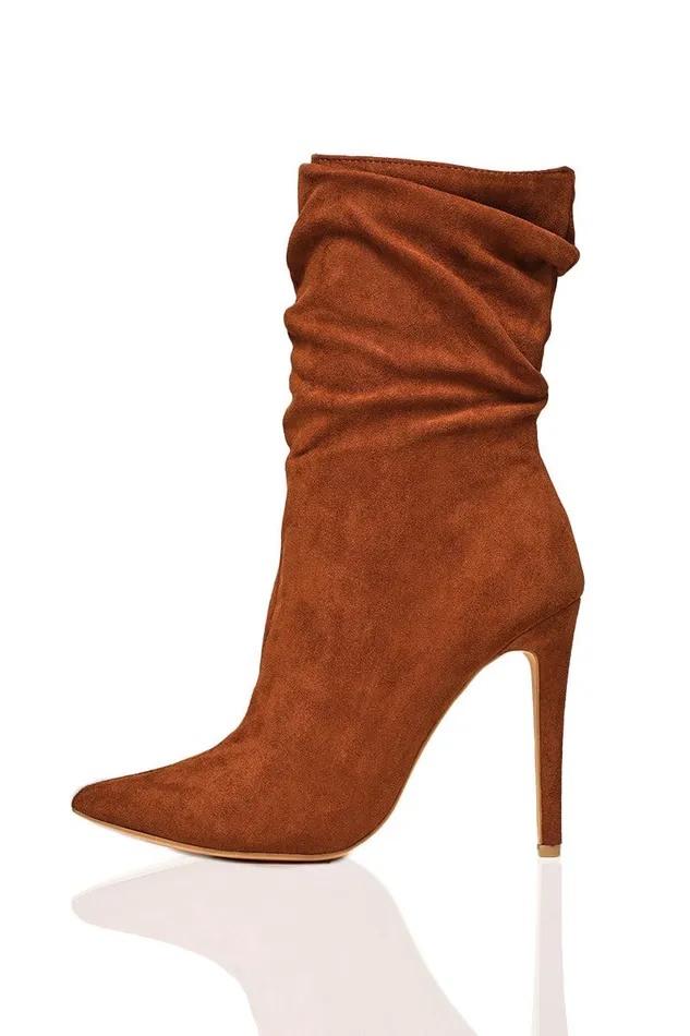 Lilly039s Kloset Heels Women Liana Suede Bootie Chestnut FINAL SALE