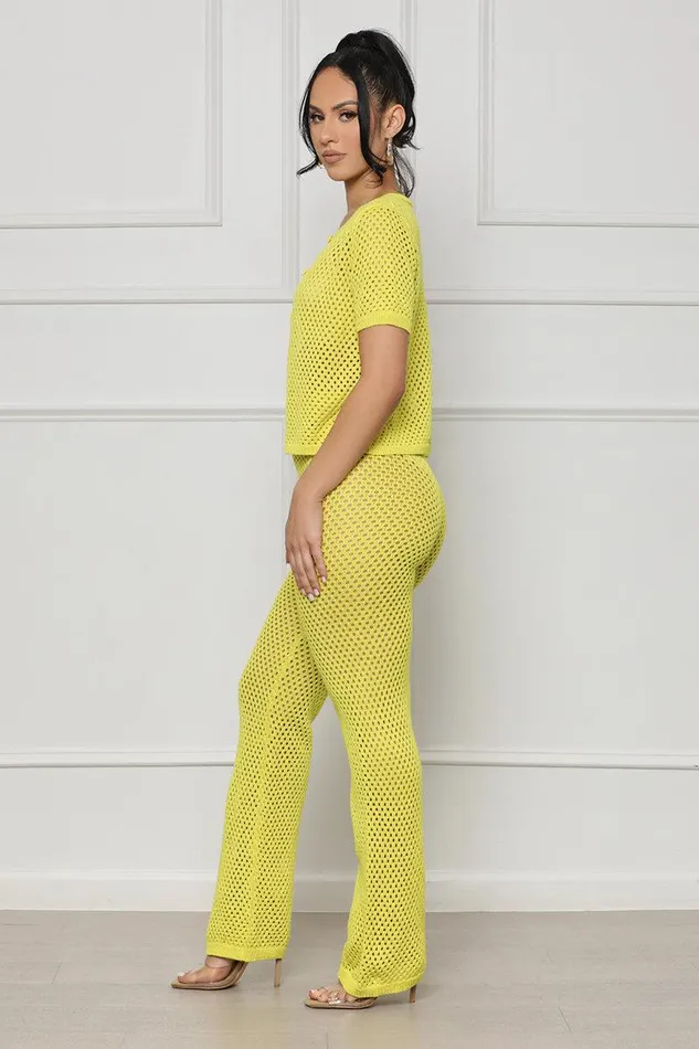Lilly039s Kloset Sets Women Nothing But Net Pants Set Lime FINAL SALE