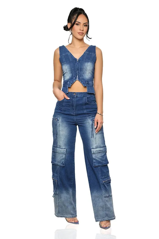 Lilly039s Kloset Sets Women Urban Blues Cargo Pants Set FINAL SALE