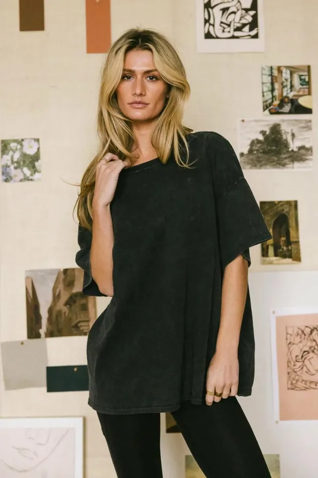 Lily Oversized TShirt In Black Black Women Bohme Tees and Tanks