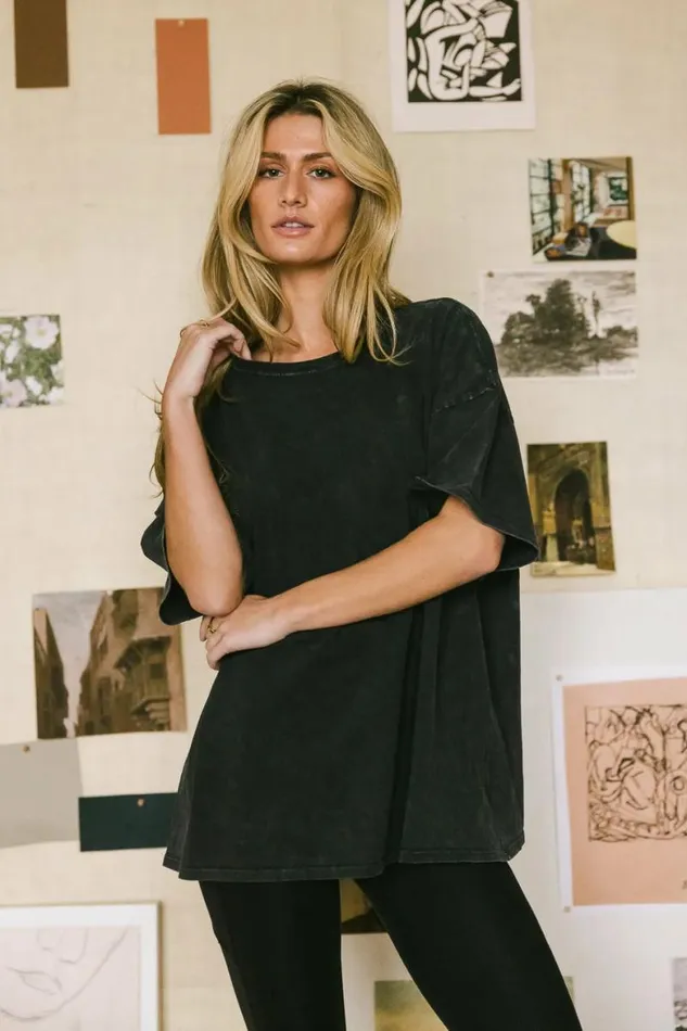 Lily Oversized TShirt In Black Black Women Bohme Tees and Tanks