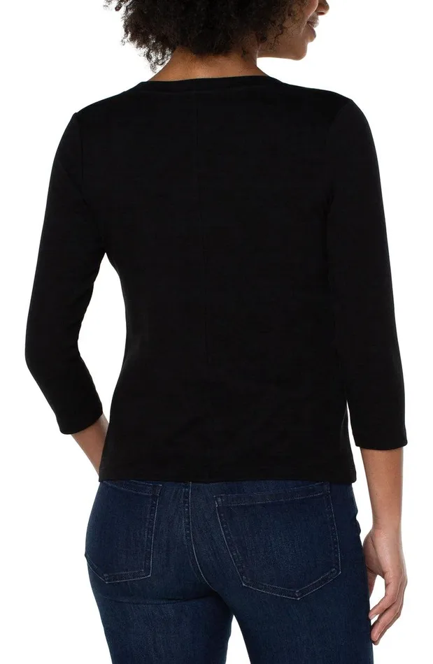 Liverpool Los Angeles 34 SLEEVE SCOOP NECK KNIT TEE Black Women TSHIRTS