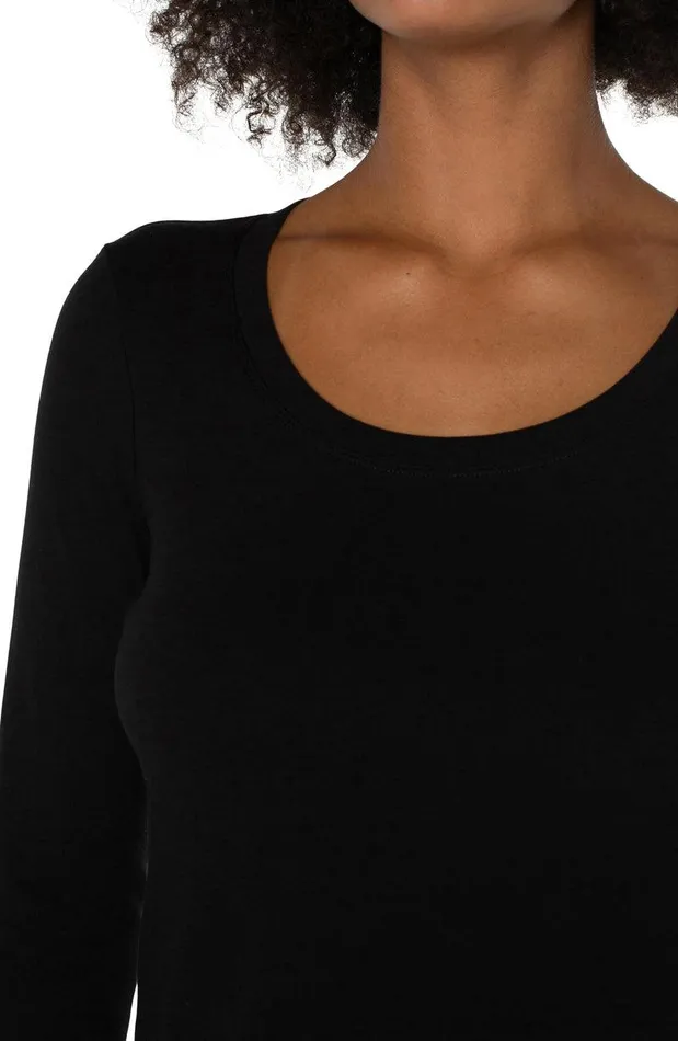 Liverpool Los Angeles 34 SLEEVE SCOOP NECK KNIT TEE Black Women TSHIRTS