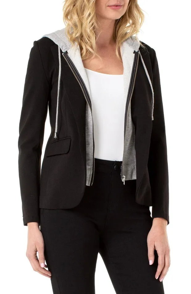 Liverpool Los Angeles BLAZER W REMOVABLE HOOD Black Women BLAZERS