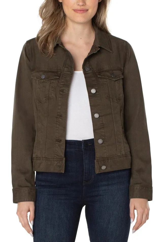 Liverpool Los Angeles CLASSIC JEAN JACKET Olive Women JEAN JACKETS