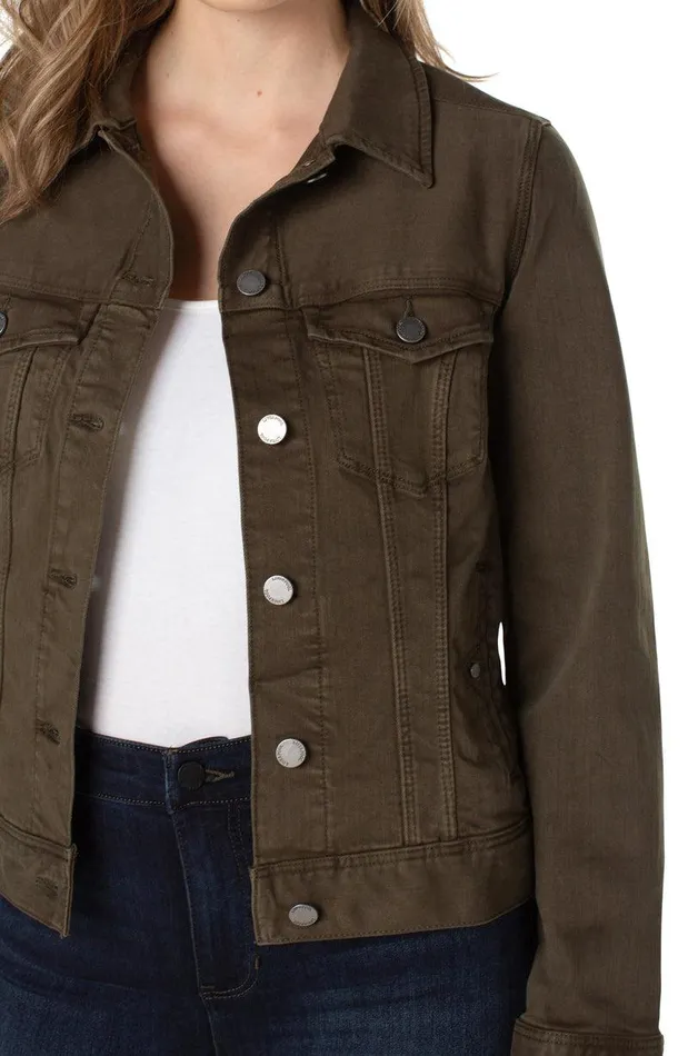 Liverpool Los Angeles CLASSIC JEAN JACKET Olive Women JEAN JACKETS