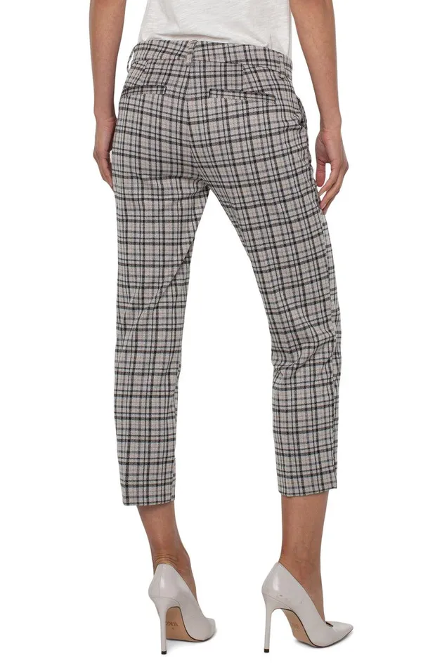 Liverpool Los Angeles KELSEY CROP TROUSER Cashew Black Tartan Plaid Women TROUSERS