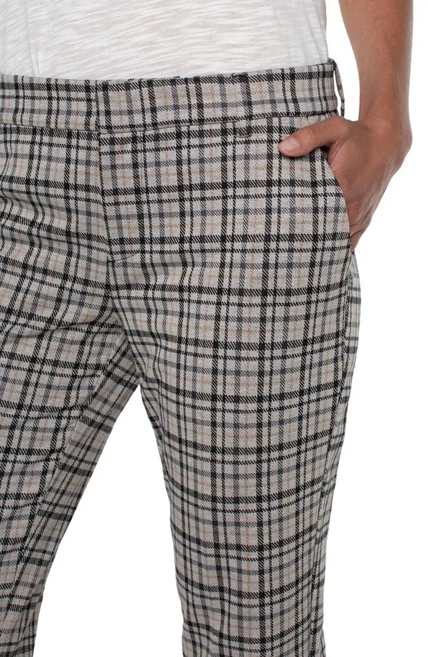 Liverpool Los Angeles KELSEY CROP TROUSER Cashew Black Tartan Plaid Women TROUSERS