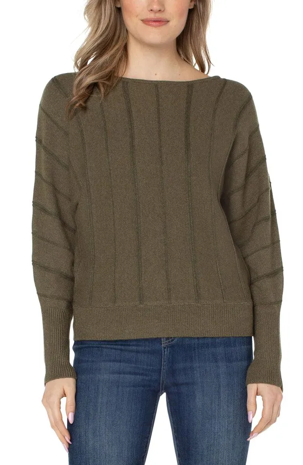 Liverpool Los Angeles LONG SLEEVE DOLMAN SWEATER WITH STRIPE Myrtle Heather Women SWEATERS