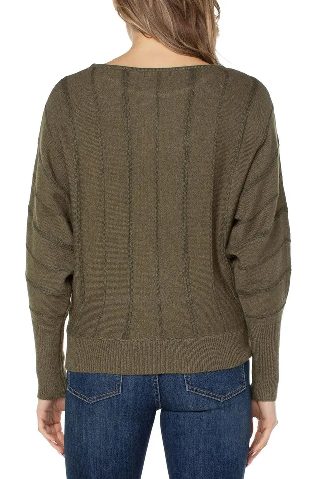 Liverpool Los Angeles LONG SLEEVE DOLMAN SWEATER WITH STRIPE Myrtle Heather Women SWEATERS