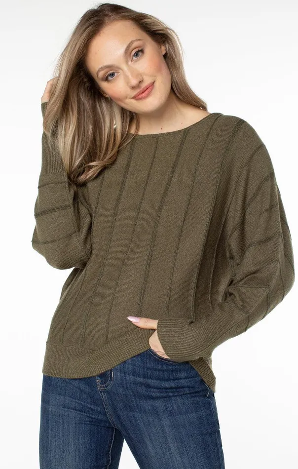 Liverpool Los Angeles LONG SLEEVE DOLMAN SWEATER WITH STRIPE Myrtle Heather Women SWEATERS