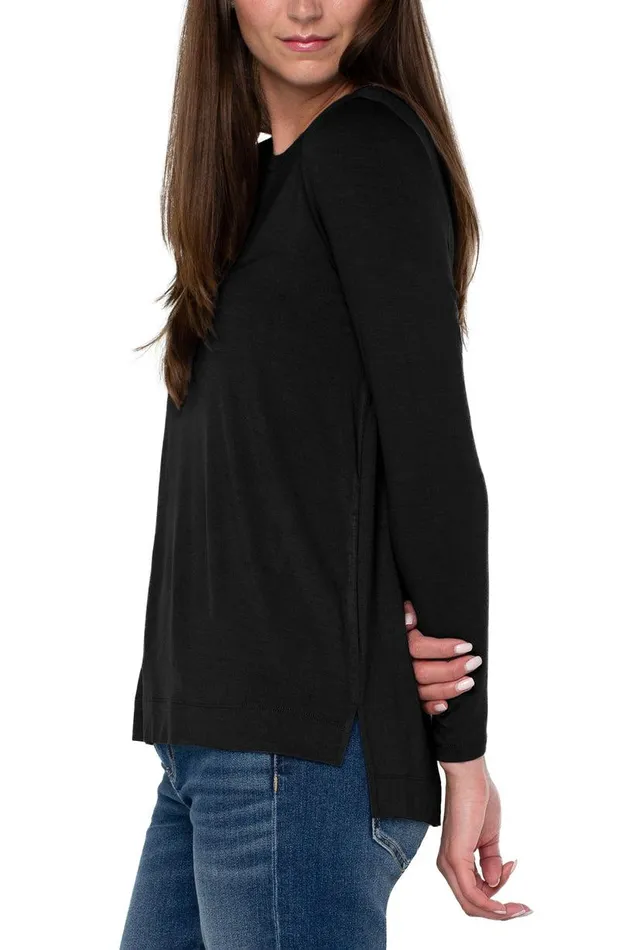 Liverpool Los Angeles LONG SLEEVE SCOOP NECK TEE Black Women TSHIRTS