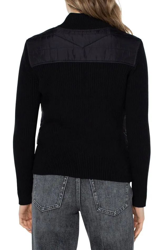 Liverpool Los Angeles QUILTED FULL ZIP SWEATER Black Women SWEATERS