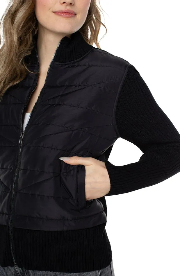 Liverpool Los Angeles QUILTED FULL ZIP SWEATER Black Women SWEATERS