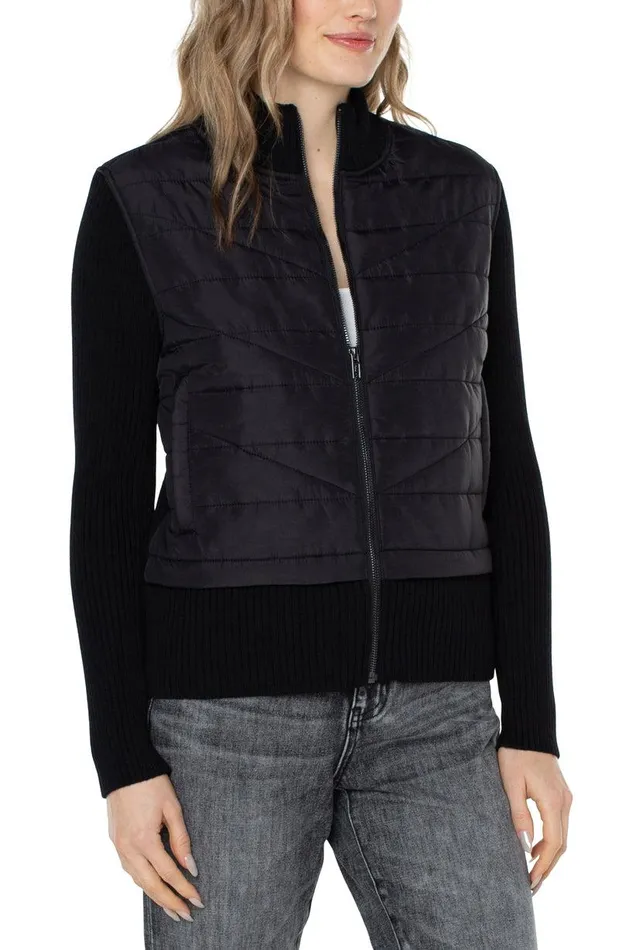Liverpool Los Angeles QUILTED FULL ZIP SWEATER Black Women SWEATERS