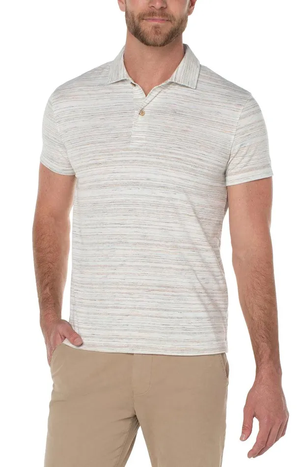 Liverpool Los Angeles SHORT SLEEVE POLO Cream Multi Men POLOS