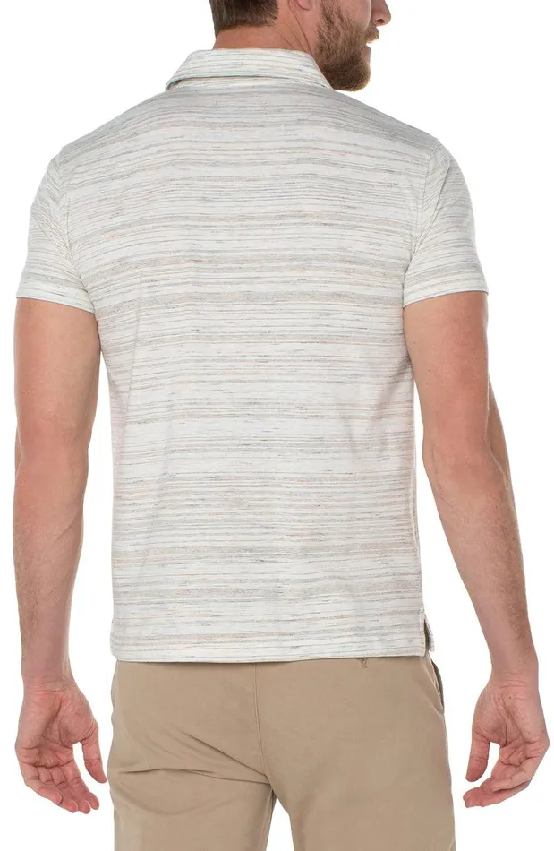 Liverpool Los Angeles SHORT SLEEVE POLO Cream Multi Men POLOS