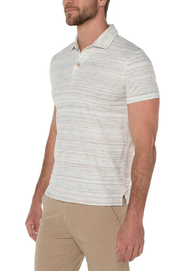 Liverpool Los Angeles SHORT SLEEVE POLO Cream Multi Men POLOS
