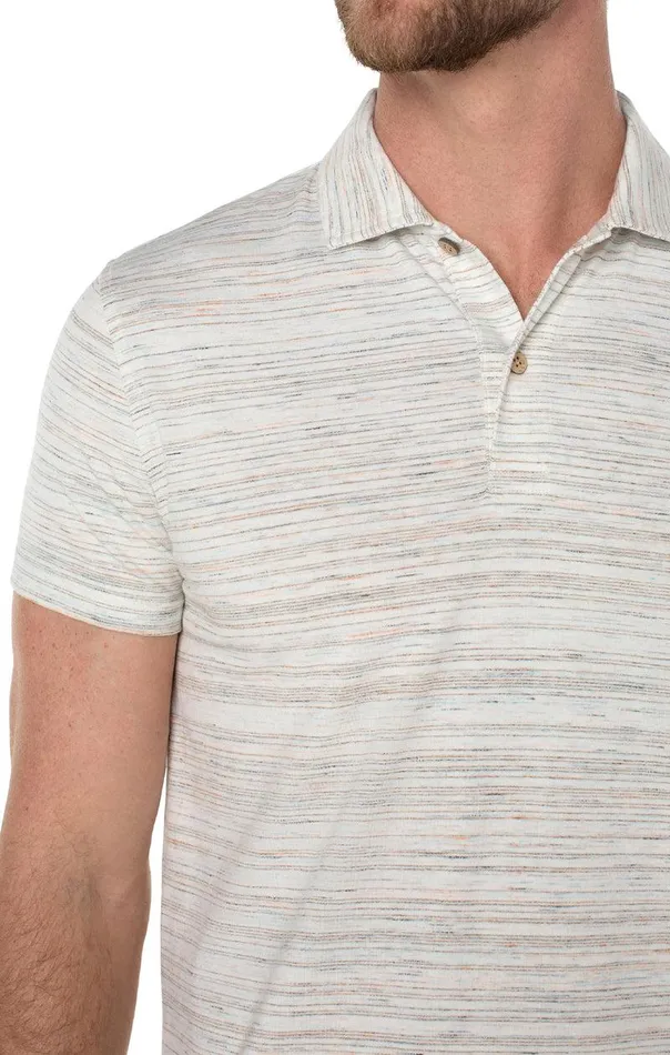 Liverpool Los Angeles SHORT SLEEVE POLO Cream Multi Men POLOS
