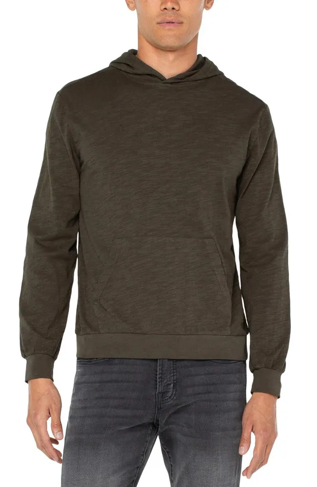 Liverpool Los Angeles SLUB KNIT HOODIE Military Green Men SLUB HOODIES