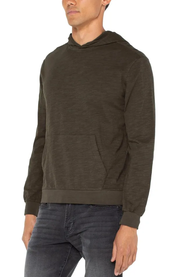 Liverpool Los Angeles SLUB KNIT HOODIE Military Green Men SLUB HOODIES