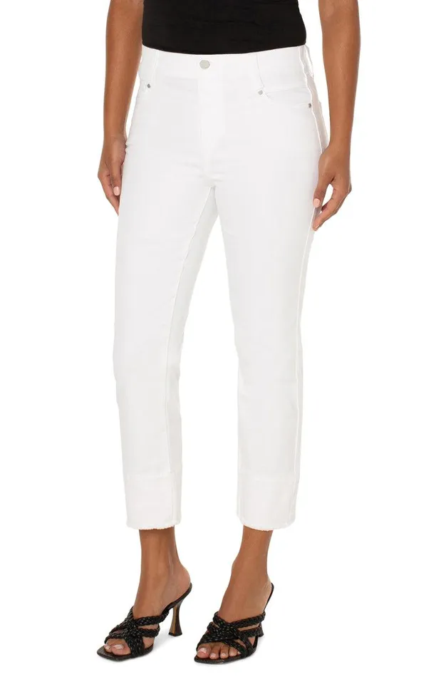 Liverpool Los Angeles THE GIA GLIDER CROP SLIM Bright White Women HIRISE