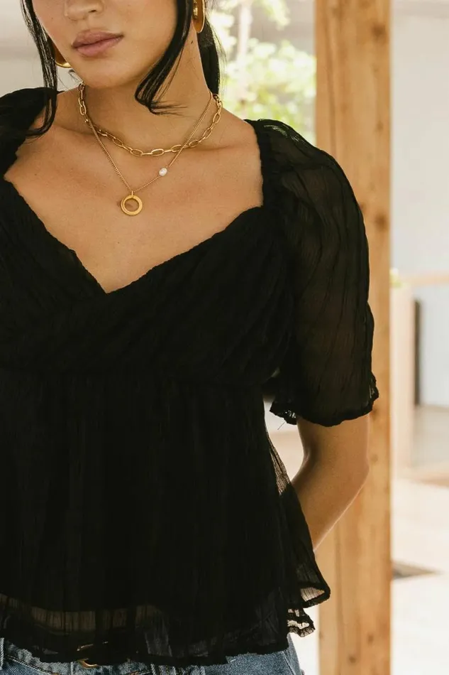Lois Textured Top In Black 8211 FINAL SALE Black Women Bohme Tops