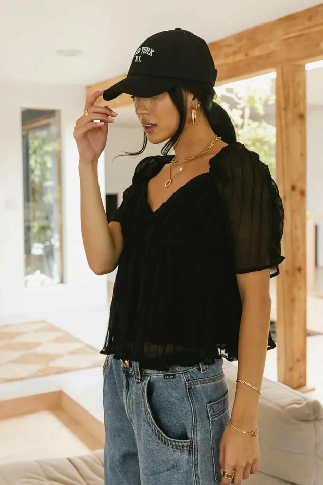 Lois Textured Top In Black 8211 FINAL SALE Black Women Bohme Tops