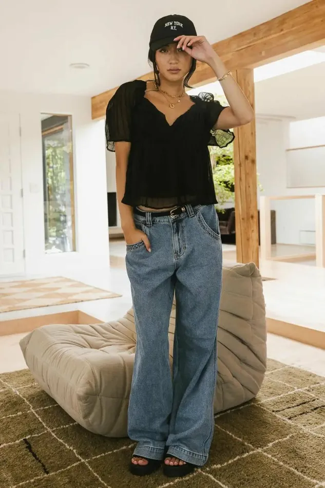 Lois Textured Top In Black 8211 FINAL SALE Black Women Bohme Tops